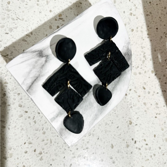 Jewelry - BLACK Hand Made Clay Earrings